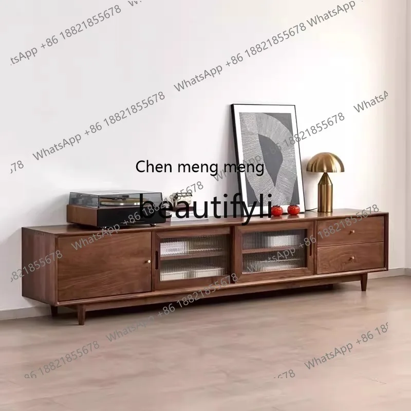 

178Modern simple North American black walnut all-solid wood TV cabinet living room cabinet combination Nordic