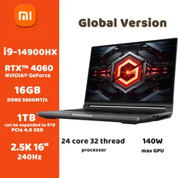 Nuovo Xiaomi Redmi G Pro Game Book Laptop 2024 Intel Core i9-14900HX RTX4060 GPU 16G + 1TB Notebook 16 pollici 240Hz Computer da gioco PC