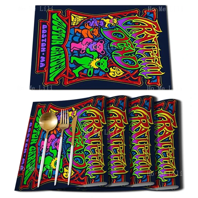 New Psychedelic Rock Band Funny Spark Skull Mechanical Skeleton Placemat For Tabletop Decor