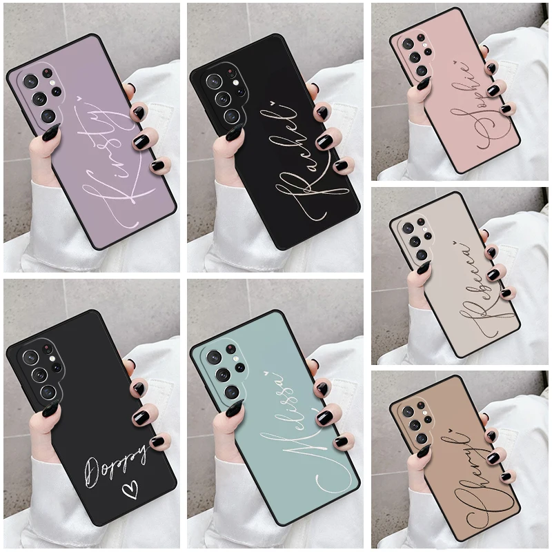 

Чехол для телефона Samsung Galaxy S24 S25 S23 S21fe S22 Ultra Plus Note 10 20, персонализированный силиконовый чехол с пастельным именем