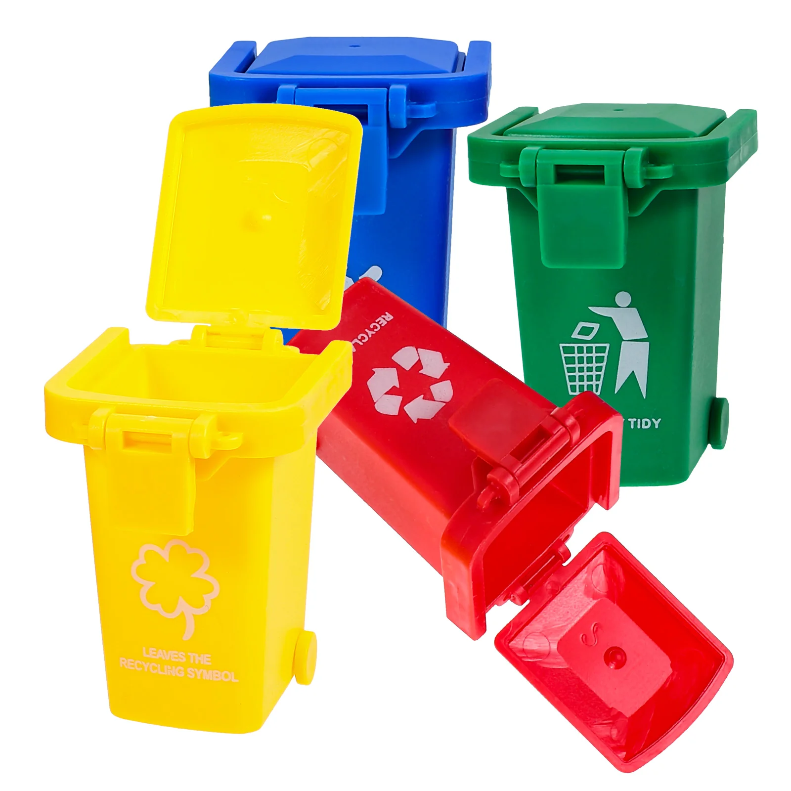 4 Pcs Toys for Kids Playset Mini Trash Can Bins Early Educational Sorting with Cover Plastic Work Pencils