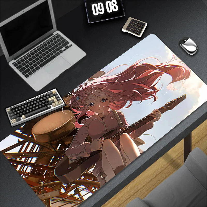 ゲーミングマウスパッドデザイン滑り止めゴム縁縫いデスクマット「ぼっちざろっく」キーボードパッド耐久性ゲーマーとオフィスワーク用マウスパッド