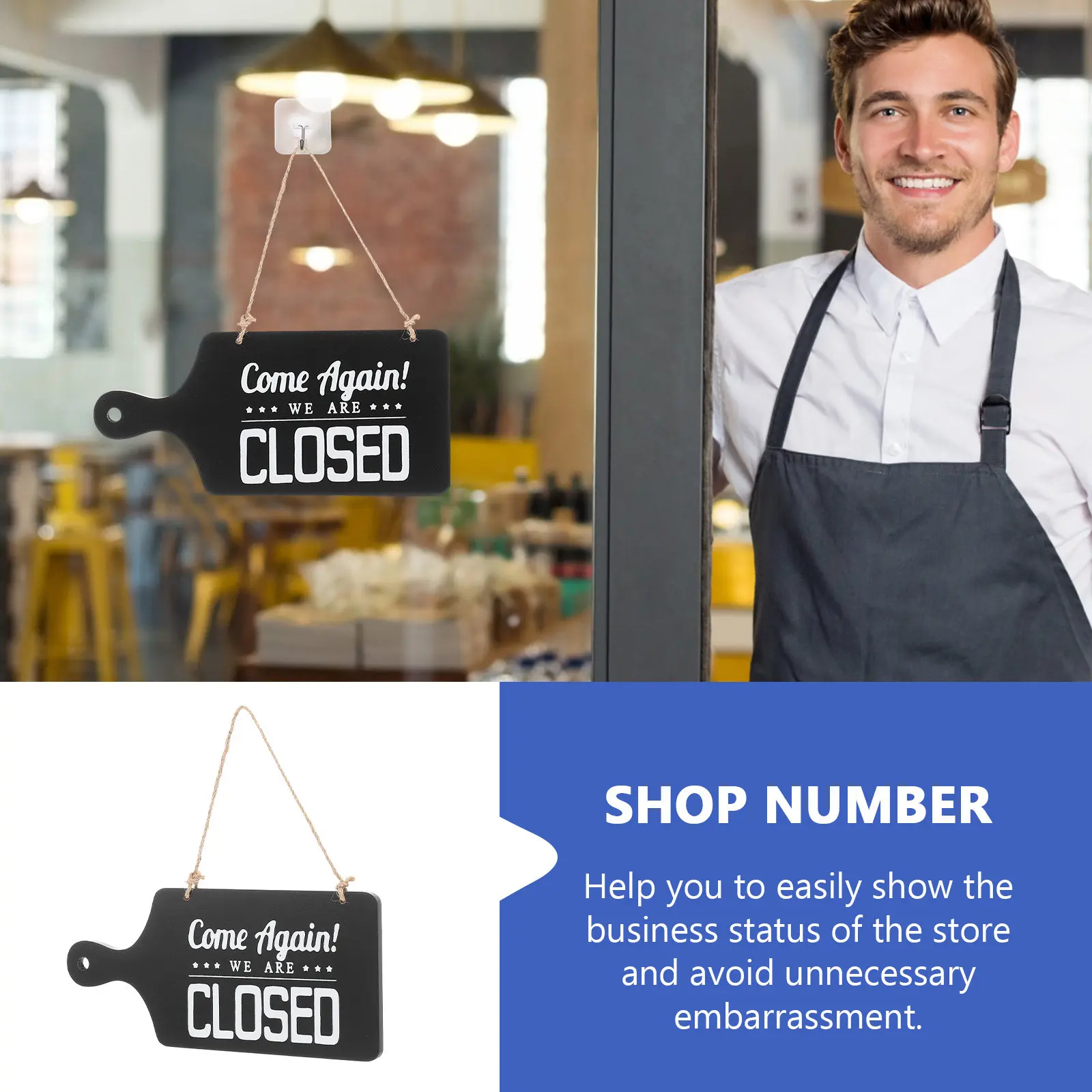 Vintage Wooden Double-Sided Door Sign – Open/Closed Hanging Store Accessory, Wear-Resistant Business Status Indicator