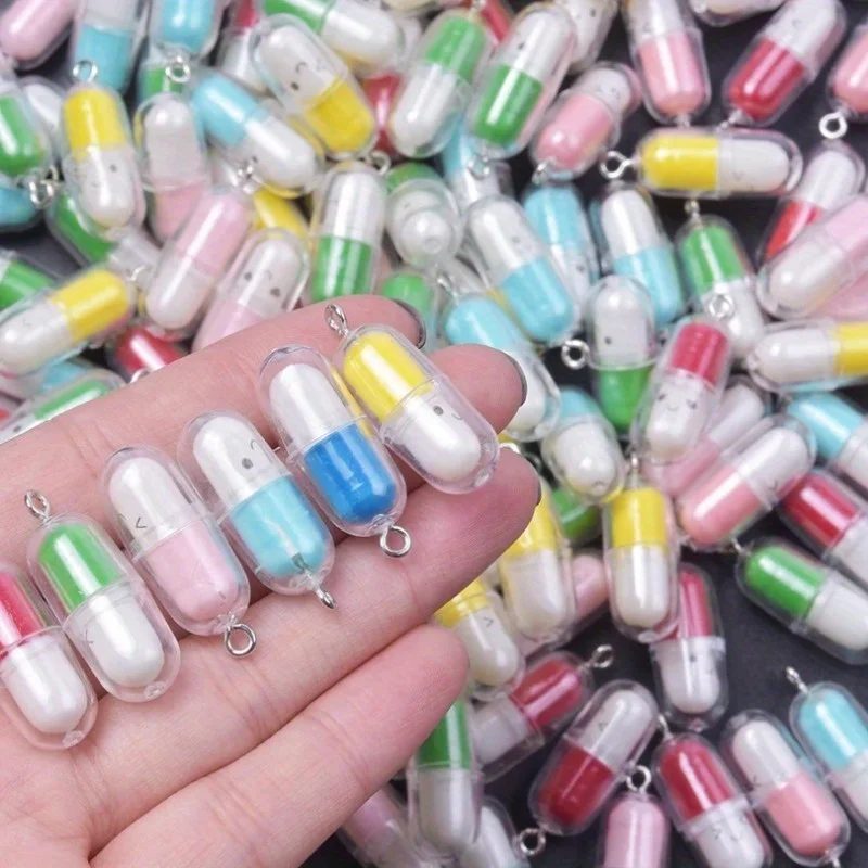 كبسولات وجه جذابة جذابة مبتسمة ، قلادة راتنج ، صناعة مجوهرات ، أقراط سلسلة مفاتيح يدوية الصنع ، ألوان عشوائية ، جديدة ، 10 إكسسوارات