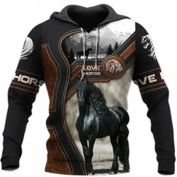 Sudadera con capucha de caballo de colores para hombre y mujer, suéter Unisex con estampado 3D de animales, color marrón, Harajuku, moda de otoño