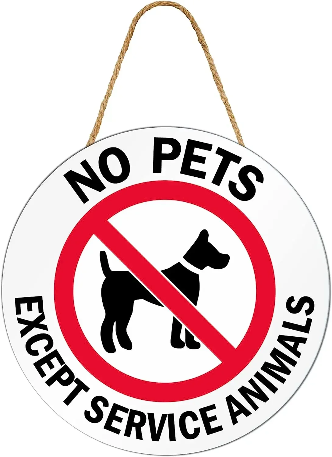 No Pets Except Service Animal Wall Decor Hanging Door Signs Round Wooden Door Sign For Business Store Front Restaurant Shop