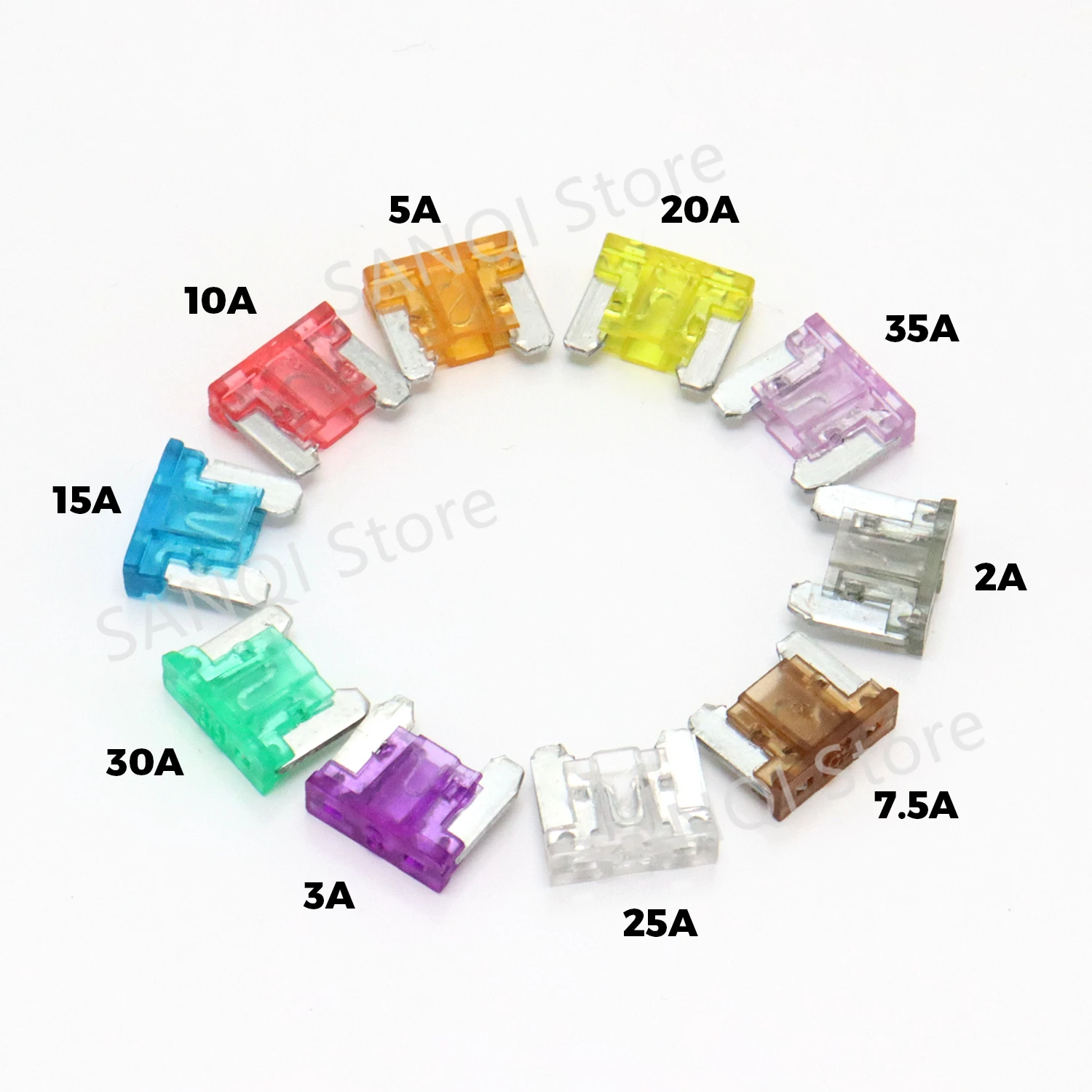100/50 Pcs 2A/3A/5A/7.5A/10A/15A/20A/25A/30A/35A Zinc Mini Micro Size Car Fuses Auto Truck Car Blade Fuse Assorted Kit