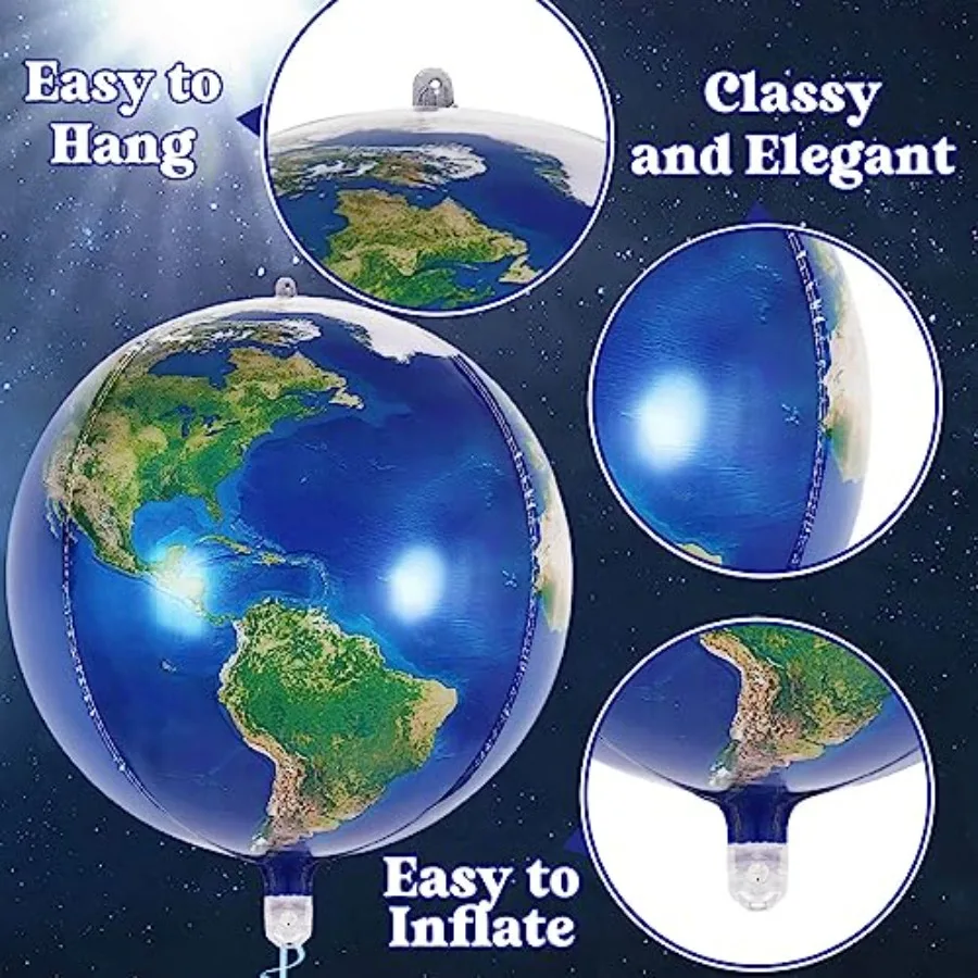 22인치 지구본 풍선 대형 세계지도 호일 풍선 6개 행성 원형 구체 풍선 지구의 날 여행 모험용