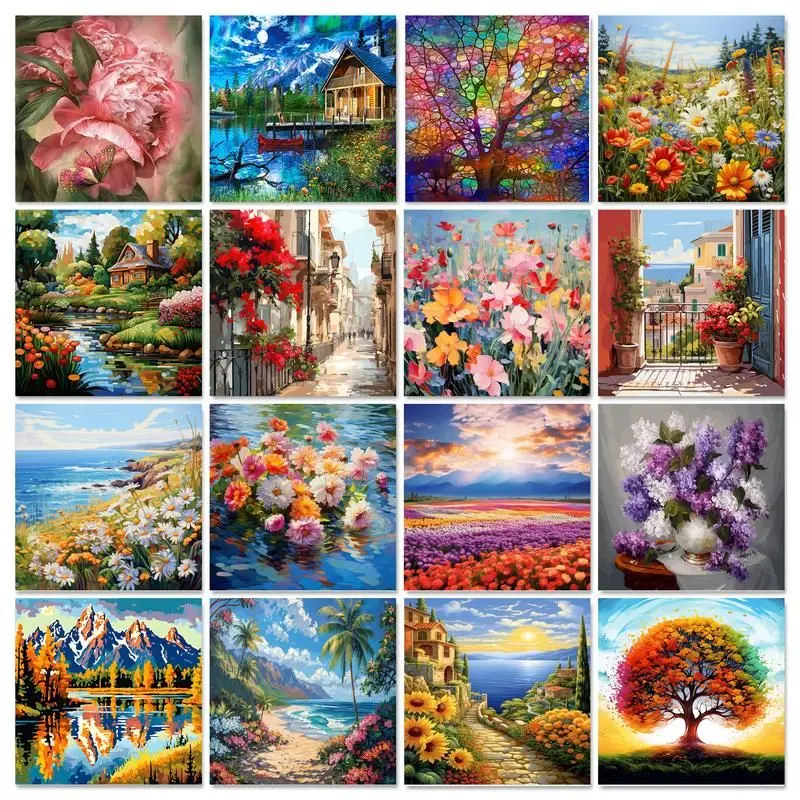 

GATYZTORY Scenery Painting By Numbers Landscape DIY Pictures By Numbers Drawing On Canvas Art Flowers For Living Room Decoration