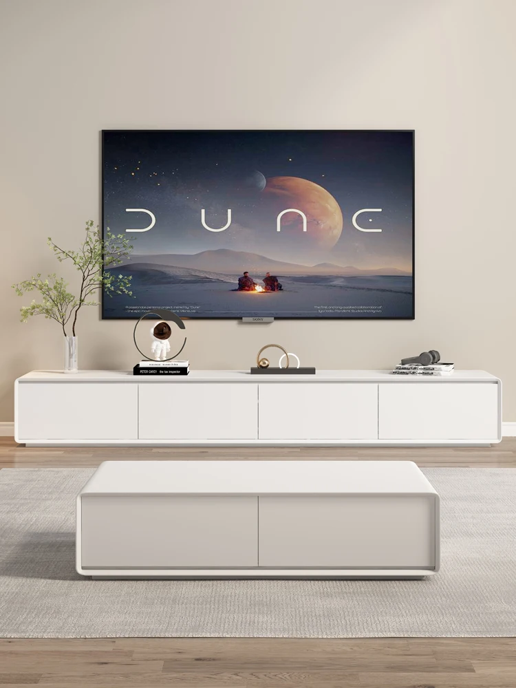 

Living room TV cabinet coffee table combination solid wood pole