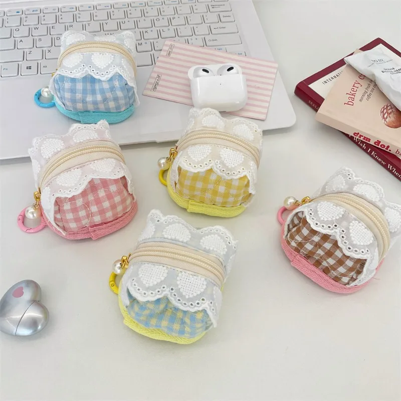 

3D Cloud-Like Coin Purse Linen Fabric Earbuds Holder with Cushion Guard Storage Pouch for Girls Coin Earphones Protection Bag