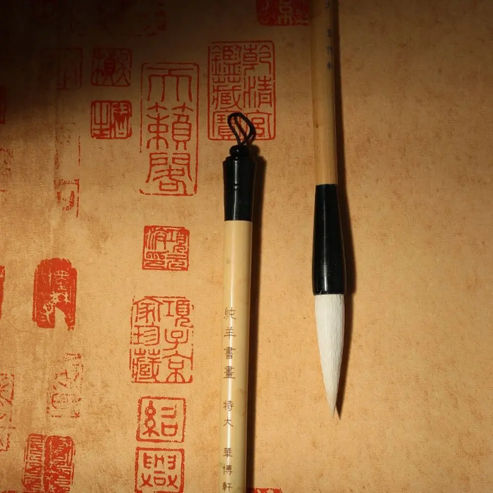 

Traditional Chinese Calligraphy Brush Oil Painting Goat's Hair Scriptures Writing Brush Oil Watercolor Wood Art Paint Brush