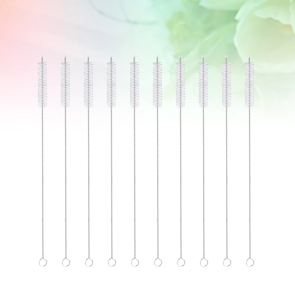 

10Pcs Stainless Steel Drinking Straw Brush 8mmx20cm Cleaner for Reusable Straws Funnels Tubes Kitchen Appliance