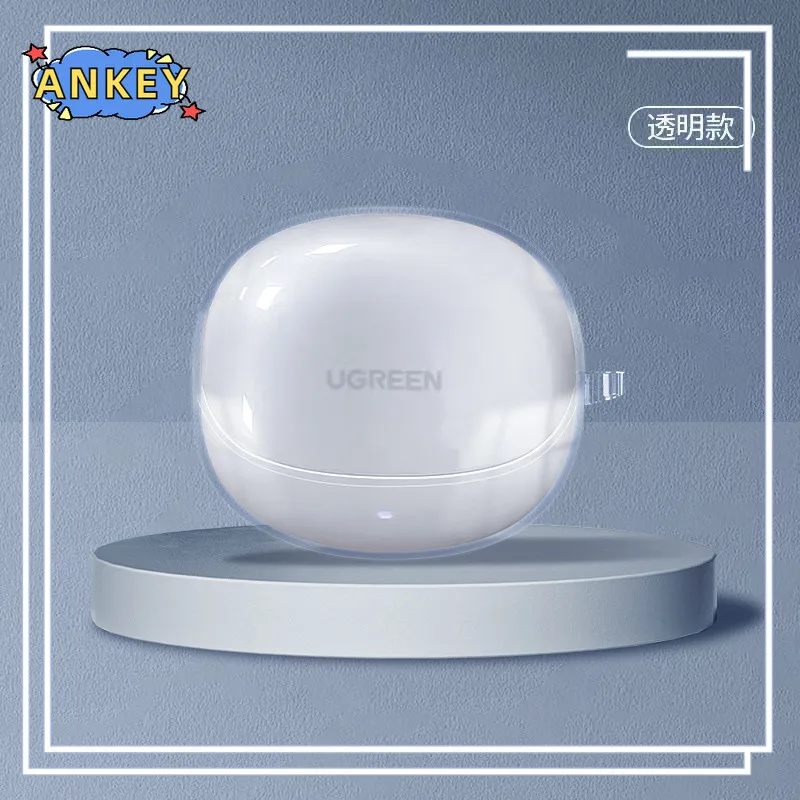 Per UGREEN H6 Pro Custodia protettiva trasparente in TPU trasparente con cordino per auricolare Bluetooth Shell per cuffie portatile