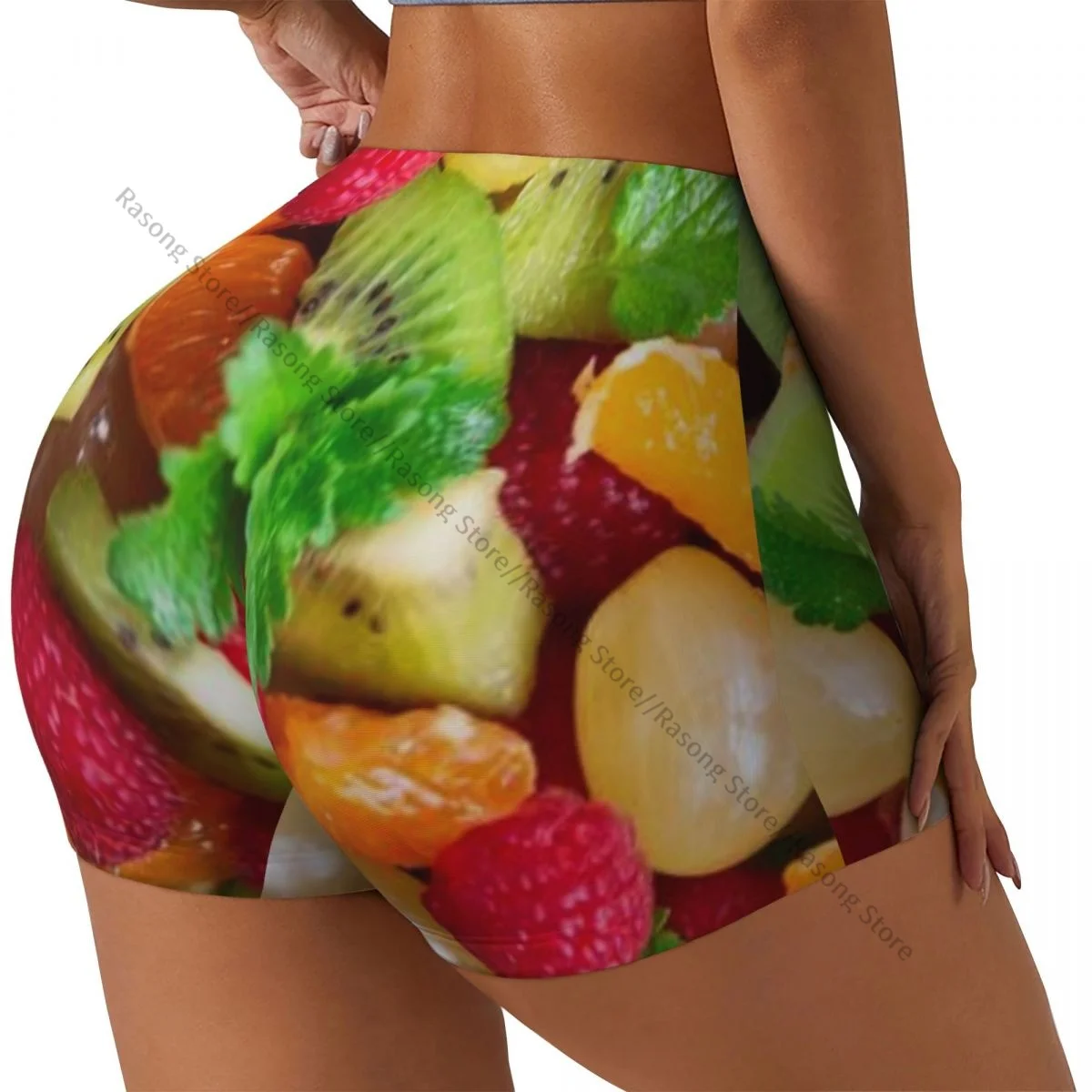 Push Up Short Elasticity Scrunch Butt Fresh Fruit With Raspberry Mandarin Running Shorts Sports Shorts Womens Clothes Gym