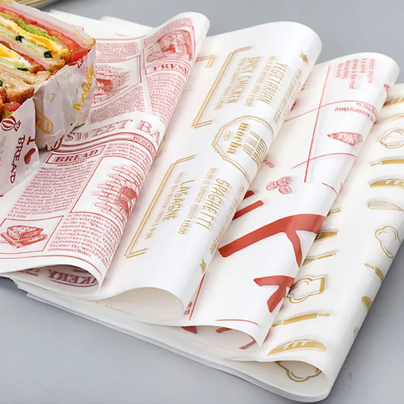 50Pcs/Lot Wax Paper Food Grade Grease Paper Food Wrappers Wrapping Paper For Bread Candy Cake Burger Fries Oilpaper Baking Tools image 5