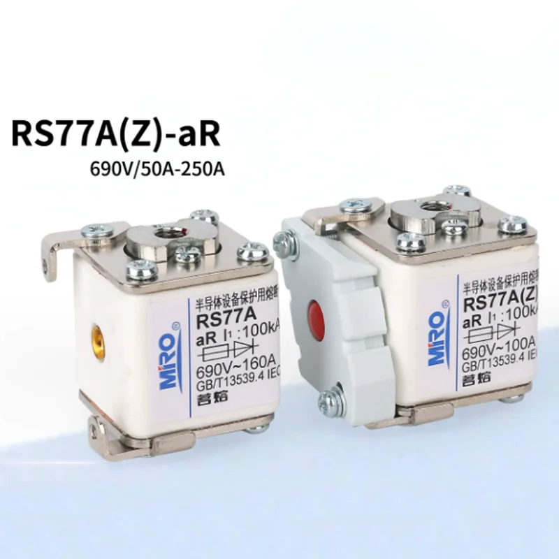 MRO Square Fast Fuse RS77A RS77AZ - Multiple Amperage Options (50A 100A 160A 200A) 690V Ar Rating - Fuse for Electrical Systems
