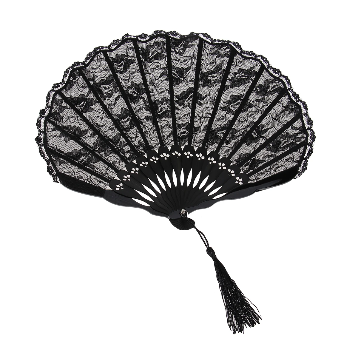 

Retro Lolita Bride Round Fan Portable Handmade Lace Shell Shape Fan Gothic Court Dance Hand Fan with Tassel Gifts photo prop