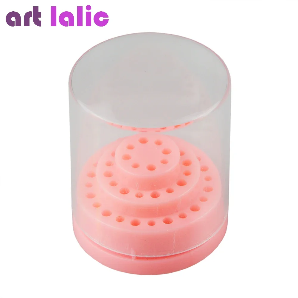 1pc 48 Holes Professional Nail Art Drill Bit Holder Exhibition Stand Displayer Nail Manicure Tool Acrylic Cover Box