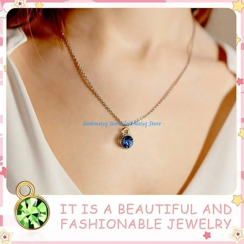 573B 180Pcs Crystal Birthstone Charms DIY Bead Pendant for Making Jewelry Accessories