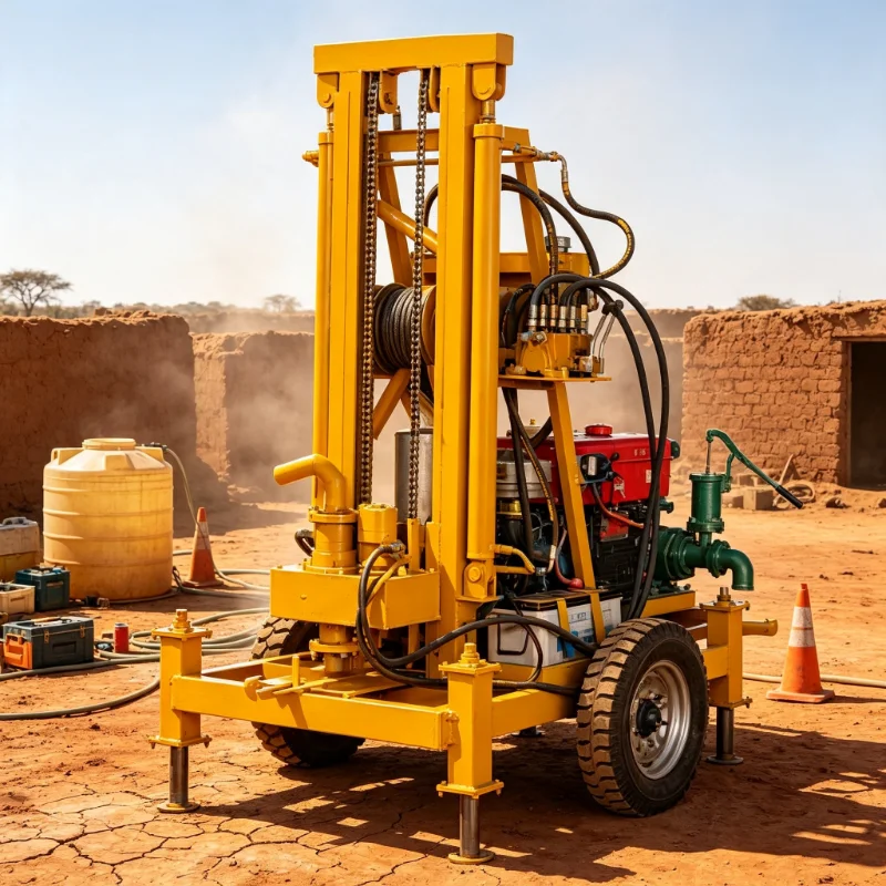 Wheel Mounted Water Well Rig, 150M Household Water Well Drill For Movable Shallow Water Well Construction For Rural Families