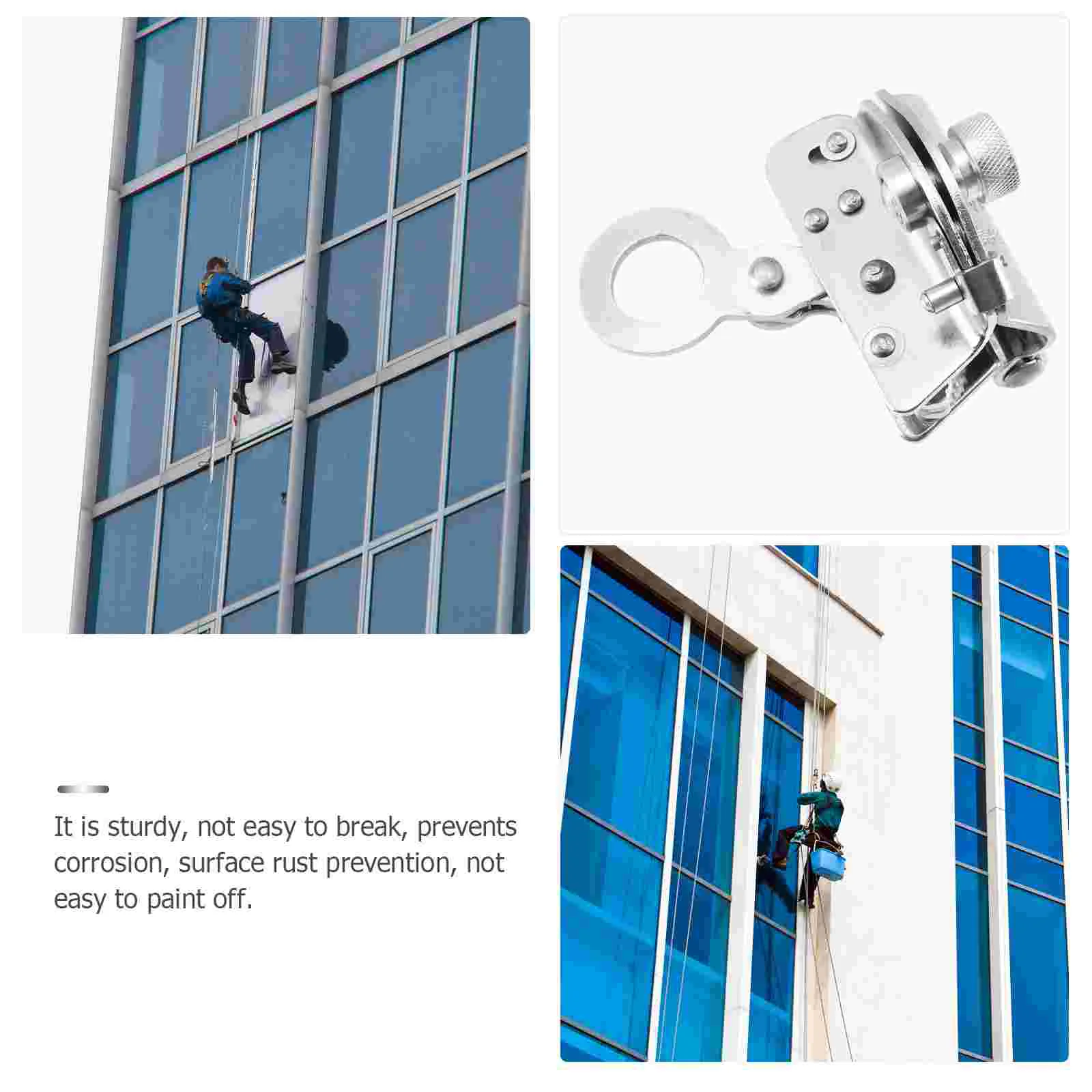 Auto-bloqueio corda Grab Clamp, Escalada Clipe de segurança, aço segurança Rope Lock, dispositivo de travamento automático