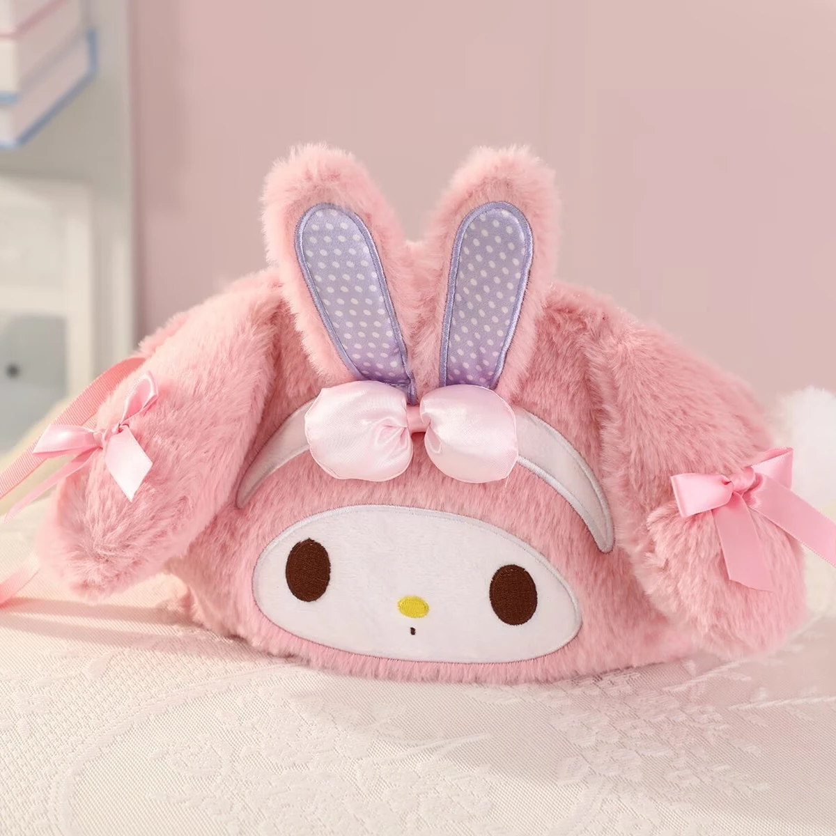 Sanrio – sac de rangement de cosmétiques en peluche My Melody, pochette de maquillage de dessin animé My Sweet Piano, sac à main souple de grande capacité, cadeaux de noël