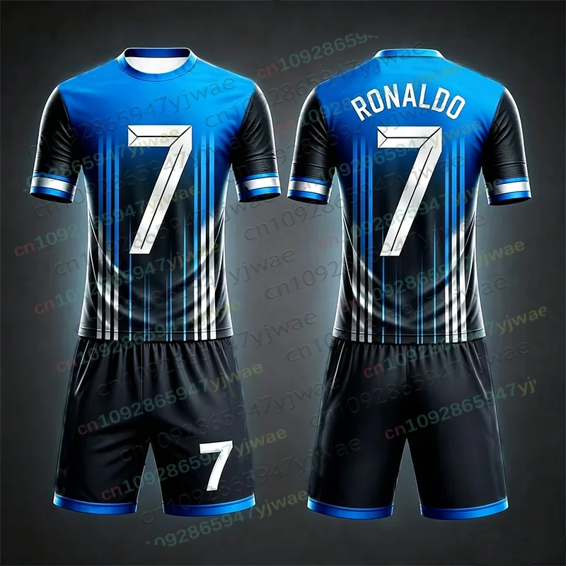 Special Edition Ronaldo No.7 Football Jersey Tee Shorts Set Women Men Sportwear Harajuku Summer Casual Kid Tshirt Or 2 Piece Set