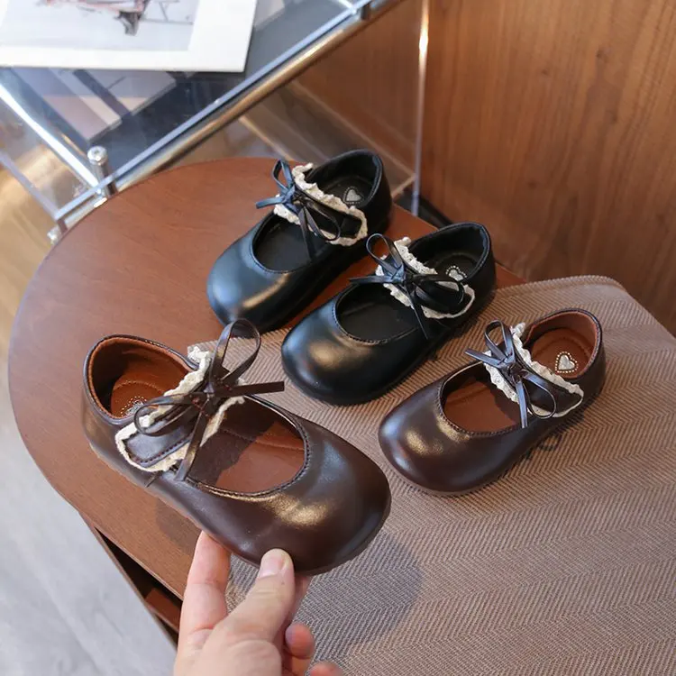 

Kids Princess Leather Shoes 2025 New Autumn Toddler Ballet Flats with Cute Bow Soft Sole Chic Elegant Girls Party MaryJane Flats