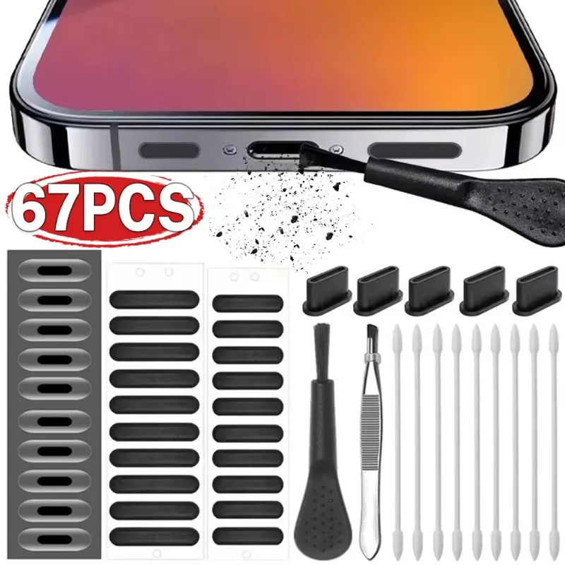 Mobile Phone Speaker Dust Plug Mesh Sticker for iPhone 16 Samsung Xiaomi Type C Charging Port Protector Cleaning Kit Universal