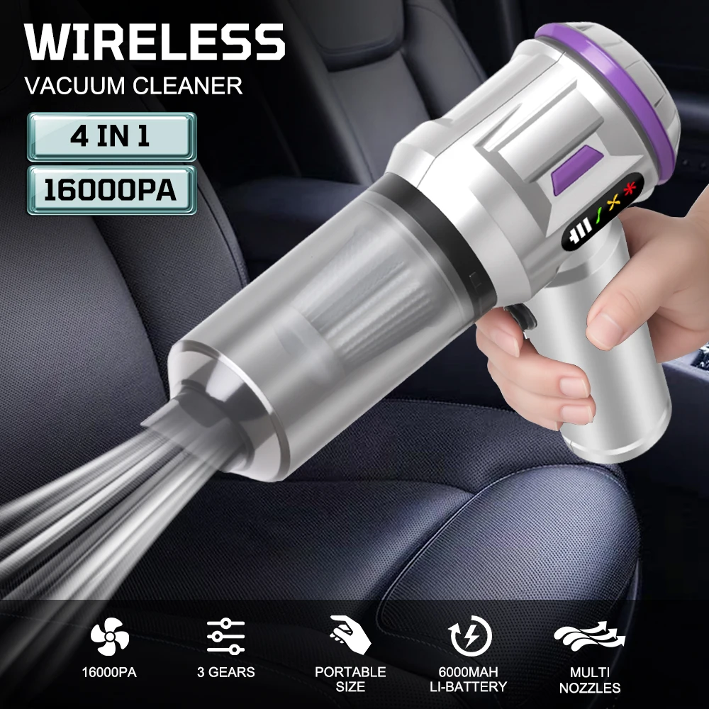 

LED Indicator Quick Inflation 4 In 1 Handheld Vaccum Cleaners Car Vacuum Cleaner Strong Blowing/Suction Air Duster Wireless