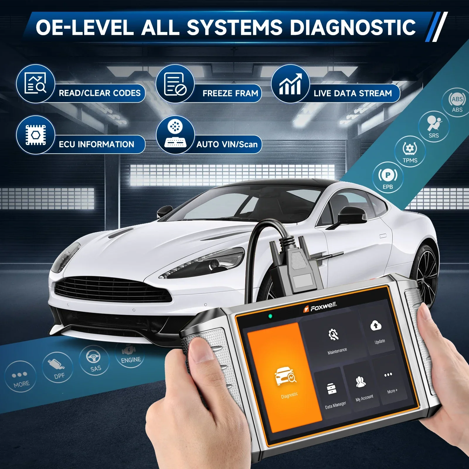 FOXWELL NT710 OBD2 Car Diagnostic Tools Bi-Directional Test IMMO A/F Adjust IMMO 30+ Reset All System ODB 2 Automotive Scanner