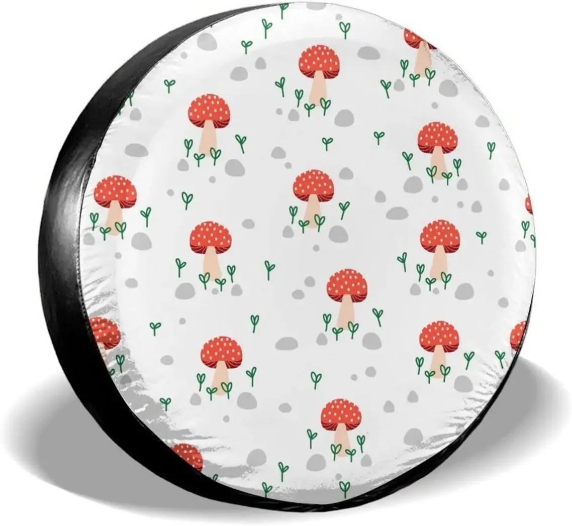 

Red Mushroom Spare Tire Cover Waterproof Dust-Proof Wheel Protectors Universal for Trailer,,SUV,RV and Many Vehicle