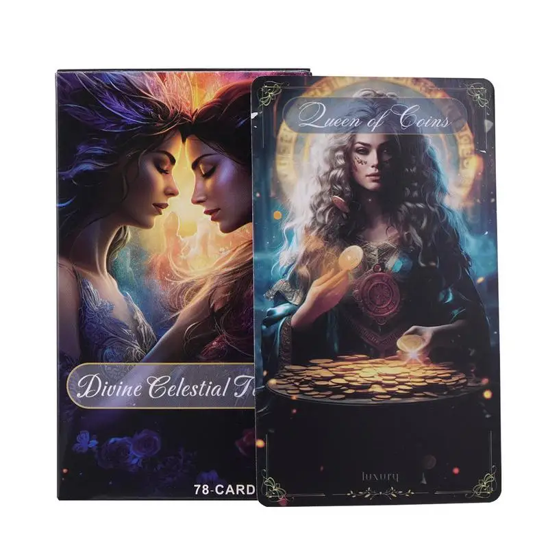 

Divine Celestial Tarot Game Casual 78Pcs Card Tarot Deck Vibrant Imagery Board Game Toys for Friend Gathering Family