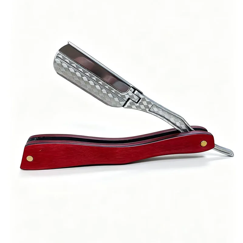 Men's Manual Shaving Razor 74 Type with Wooden Handle Barber Professional Hair Removal Device Razor Holder(Without blade)