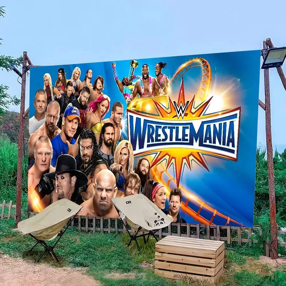 WWE WrestleMania راية عالية الجودة مطبوعة على طراز الجو الفني علم التخييم