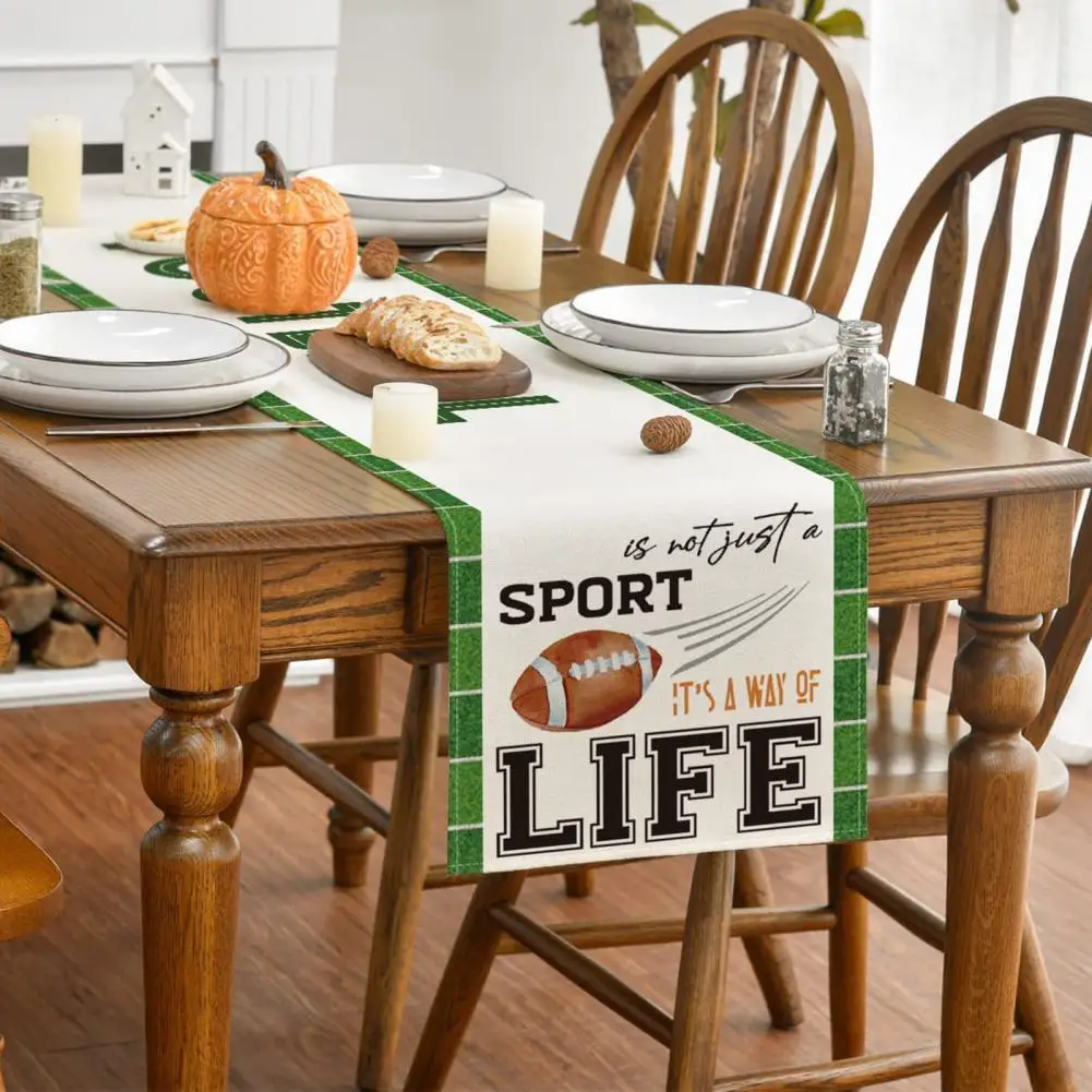 Tablecloth Rugby Sports Theme Table Runner Extra Long Washable Non-fading Dinning Table Cover Super Soft Wear for Sports