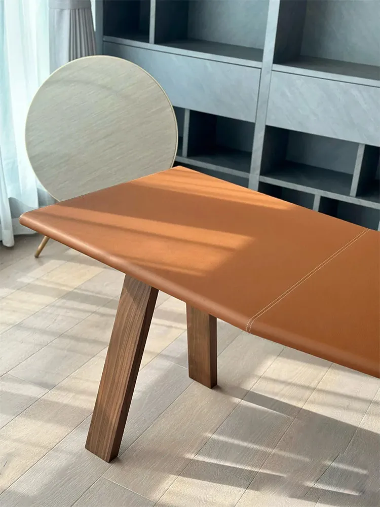 Living room long desk boss study black walnut computer desk arc