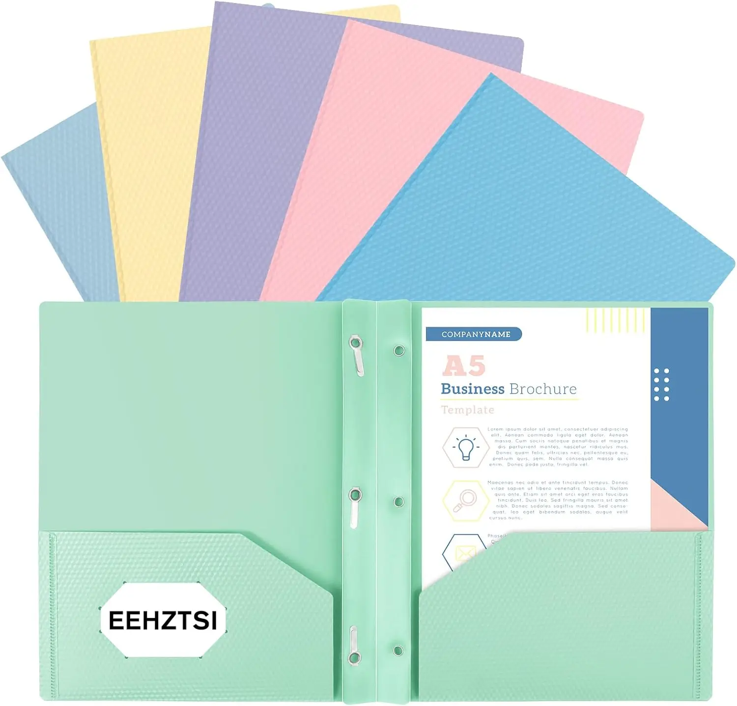 

6-Pack Plastic Folders with Pockets and Prongs, Holds Letter-Size Paper for School, Office, Home in Pastel Colors