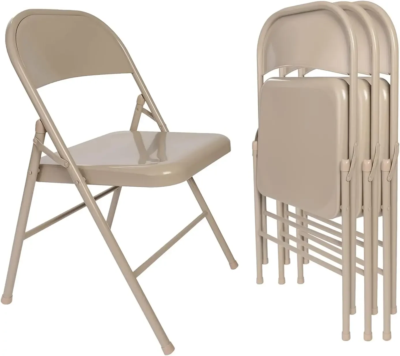 Sillas plegables con marco de Metal, asiento de acero con Triple refuerzo para oficina en casa, sin montaje, ahorro de espacio, capacidad de 350 libras, Juego de 4