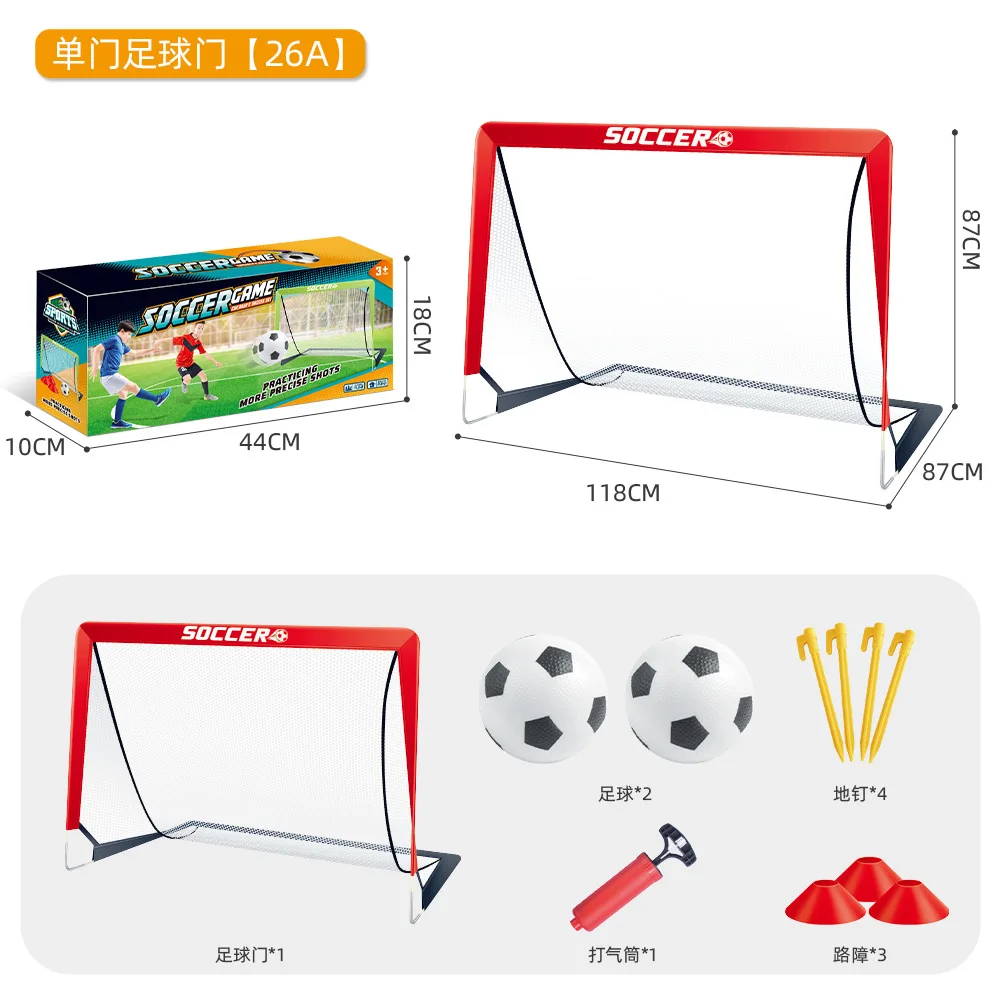 1 portería de fútbol plegable portátil para niños con pelota y conos, conjunto de red de fútbol, equipo de entrenamiento 2025