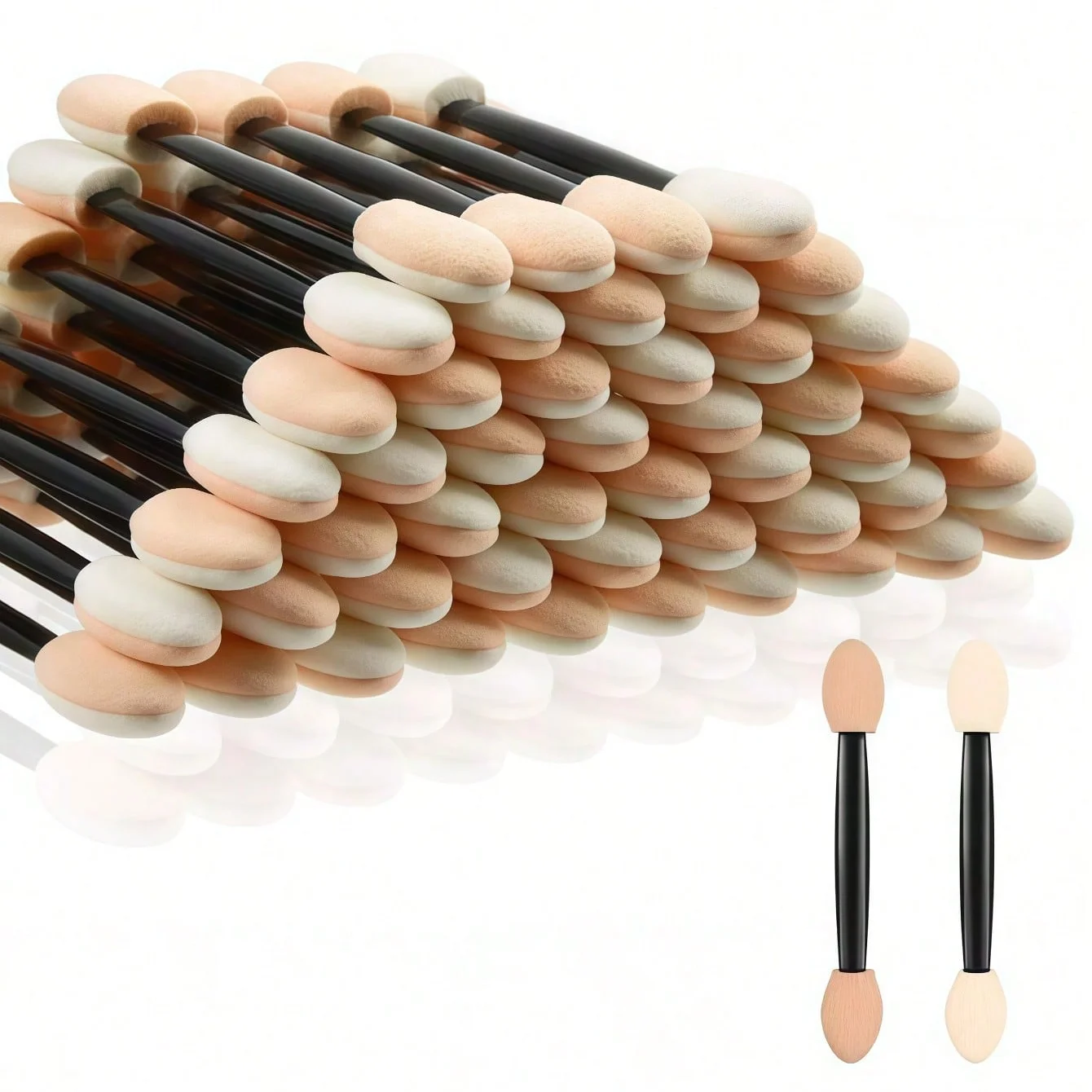 10pcs Travel-Portable Disposable Eyeshadow Applicators - Dual-Ended Latex Sponge, Double-Sided 2-Tone In Random Colors