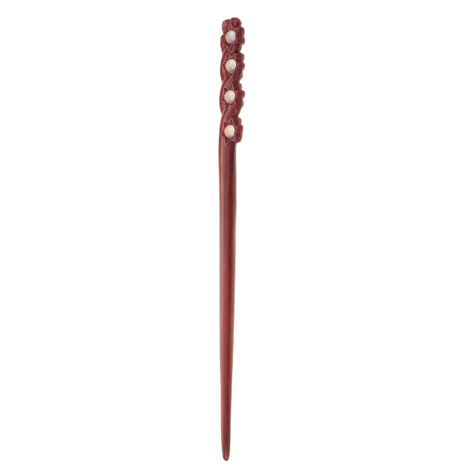 

Vintage Hair Stick Red Sandalwood Chinese Hairpin Retro Accessories Elegant Bun Holder Classic Asian Style Long Hair