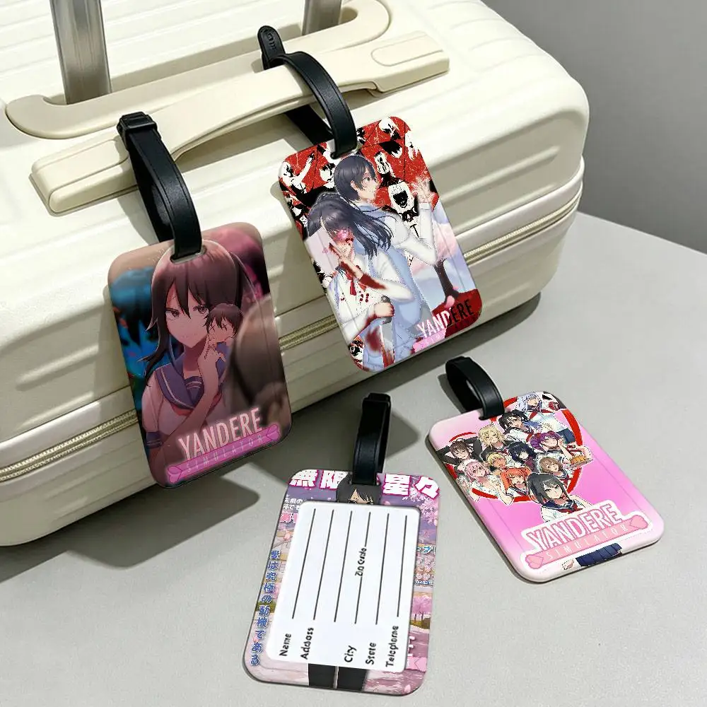 Game Yandere Simulator  Durable PVC Anti lost Baggage Tag With Info Card Lightweight Luggage Identification Label