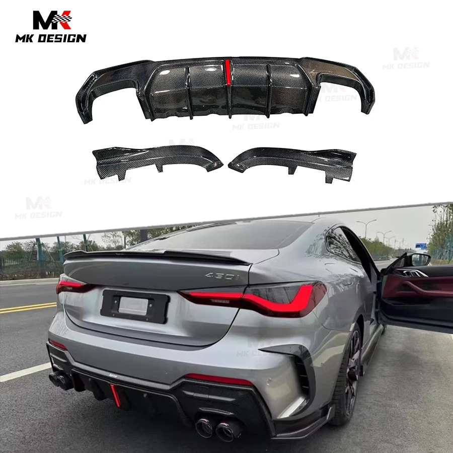 

Carbon Fiber KB Style Rear Bumper Lip W/ LED Light for BMW 4 Series G22 2020+ Rear Diffuser Side Splitter Winglets Auto Parts