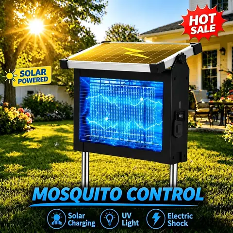Solar Bug Zapper Outdoor, 4500V Mosquito Zapper with Panel Sensor, Waterproof Electric Fly Zapper for Garden Patio Camping