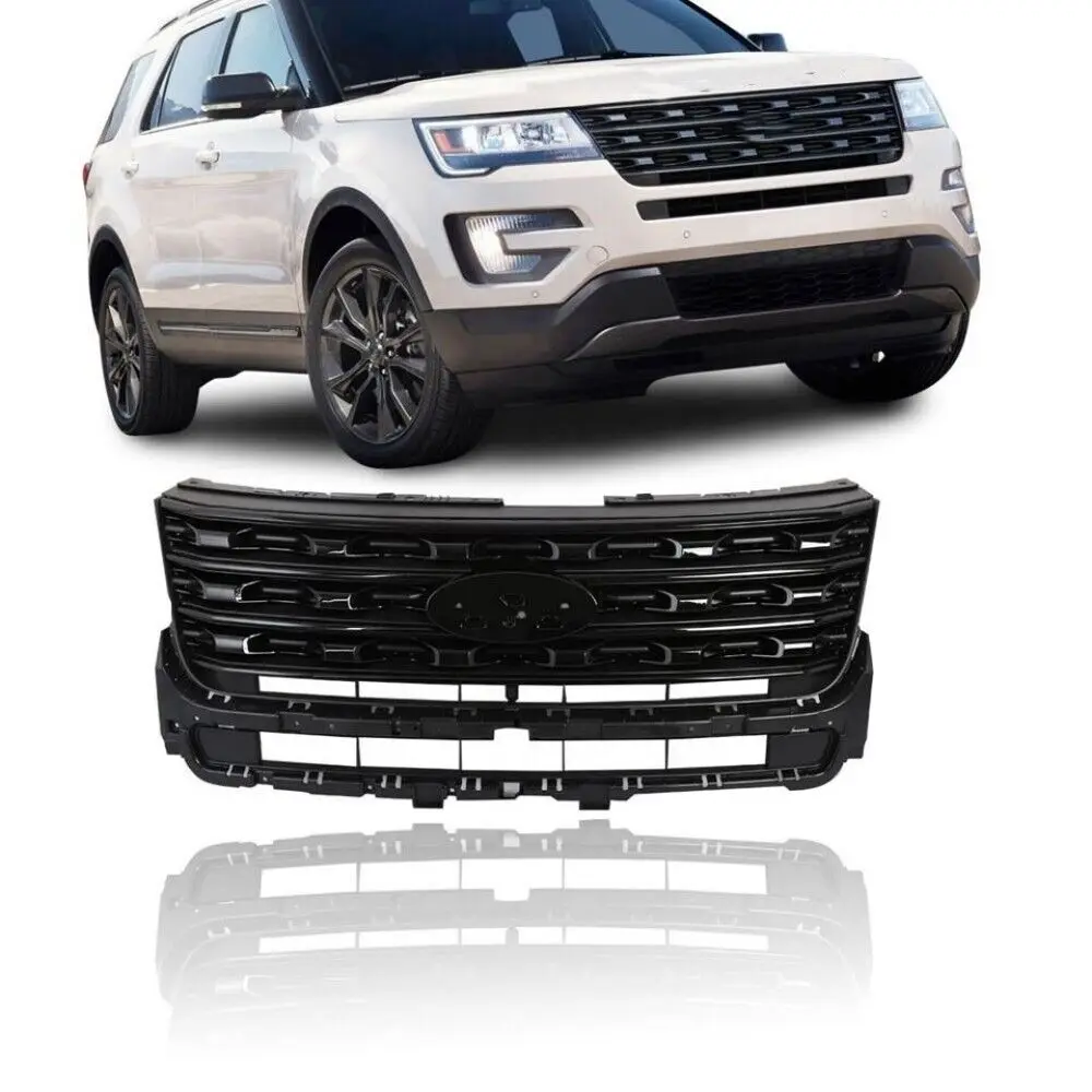 Fits For Ford Explorer 2016-2018 Glossy Black Front Grille Bumper Grill Mesh