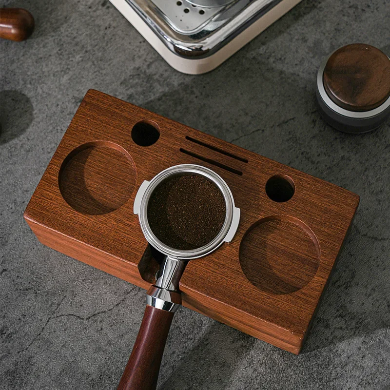 Solid wood adjustable coffee powder base 51/58mm handle support multifunctional handle storage seat