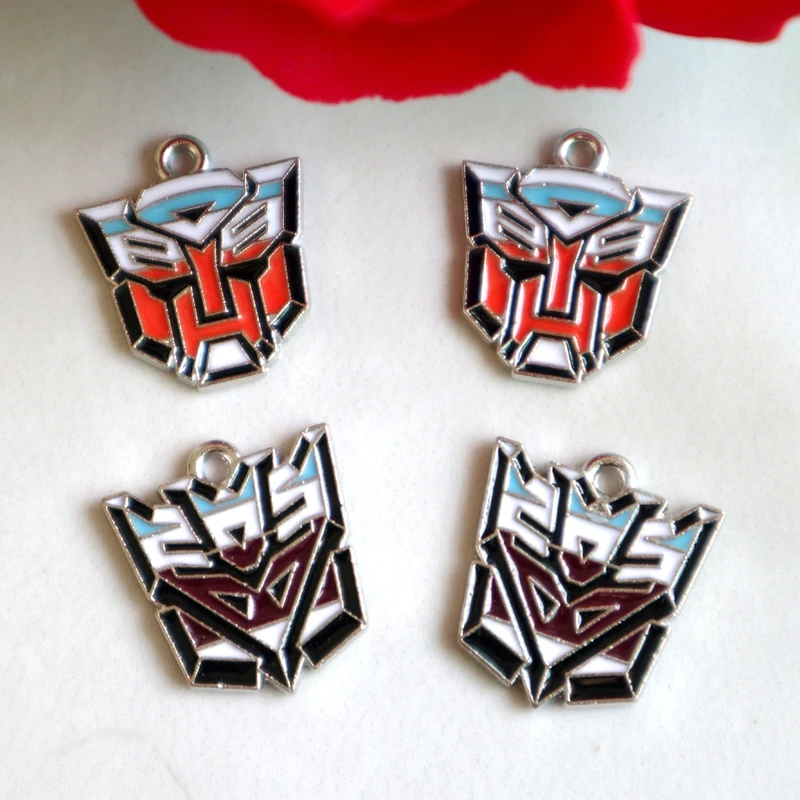 10PCS Transformers Alloy Pendant Cartoon Anime Amulet Lucky Brand Metal Charms DIY Necklace Bracelet Earrings Keychain Accessory