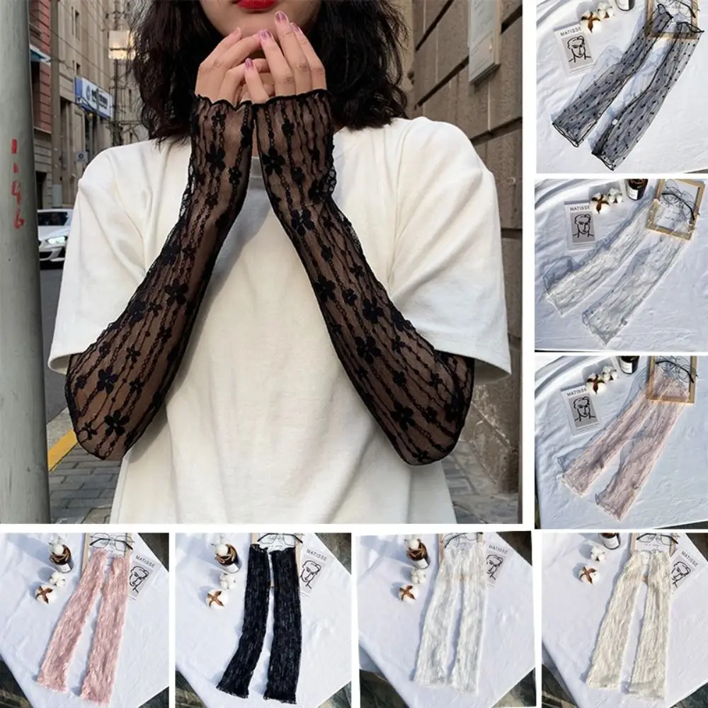 ผู้หญิง Ultra Thin UV Protection Fingerless แขนแขนครีมกันแดดแขนขับรถถุงมือแขน